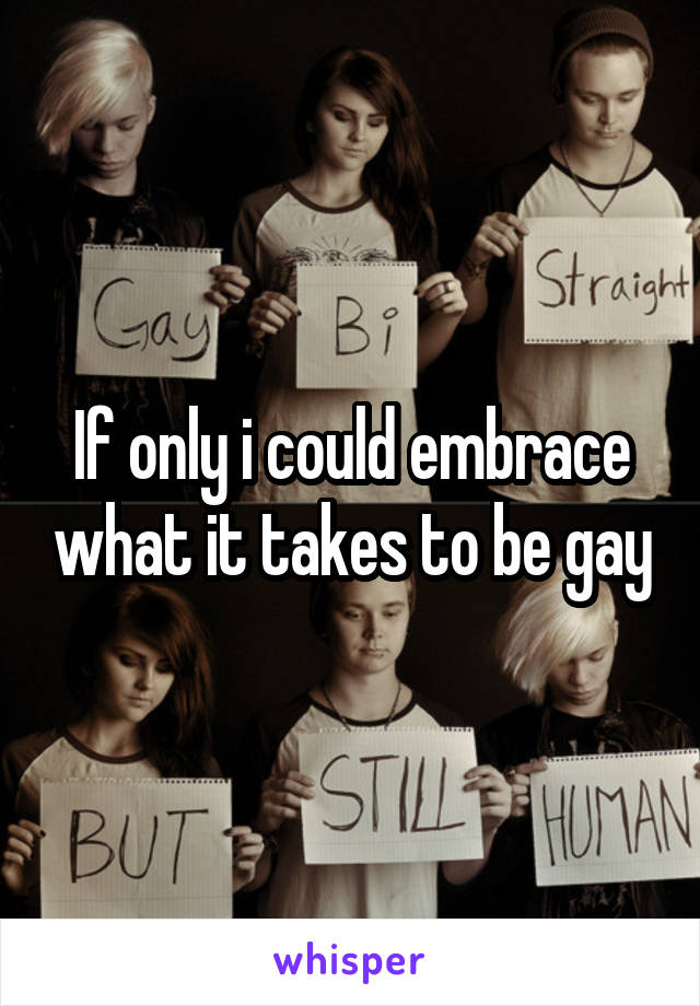 If only i could embrace what it takes to be gay