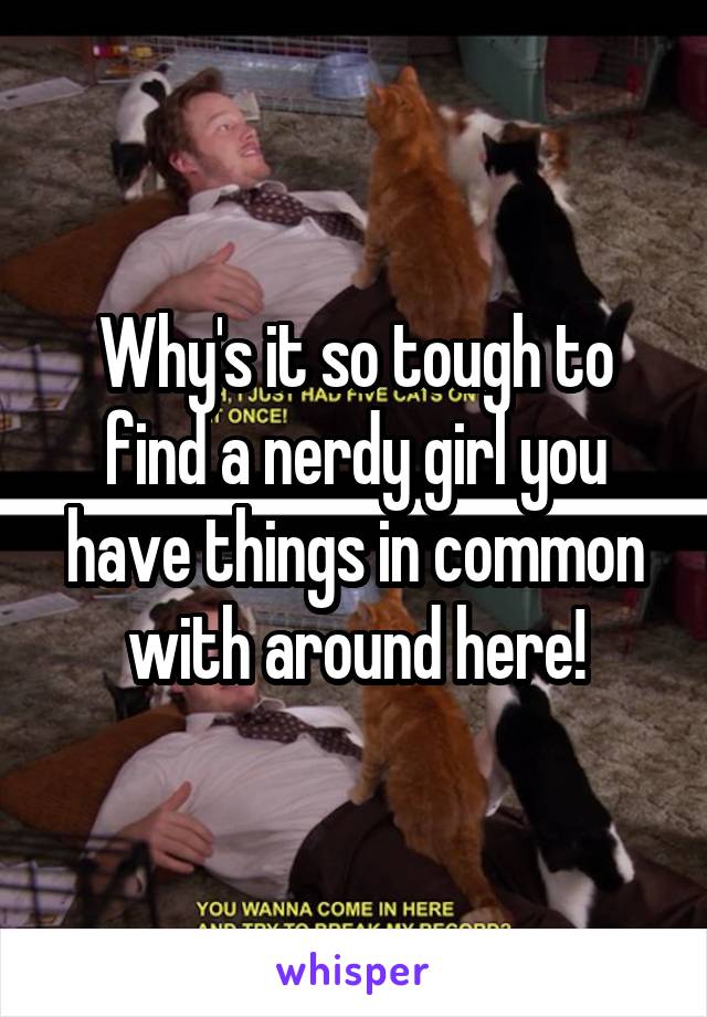 Why's it so tough to find a nerdy girl you have things in common with around here!