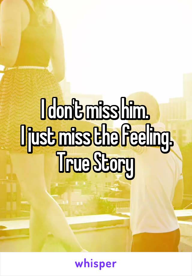 I don't miss him. 
I just miss the feeling. True Story 