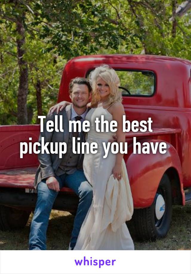 Tell me the best pickup line you have 