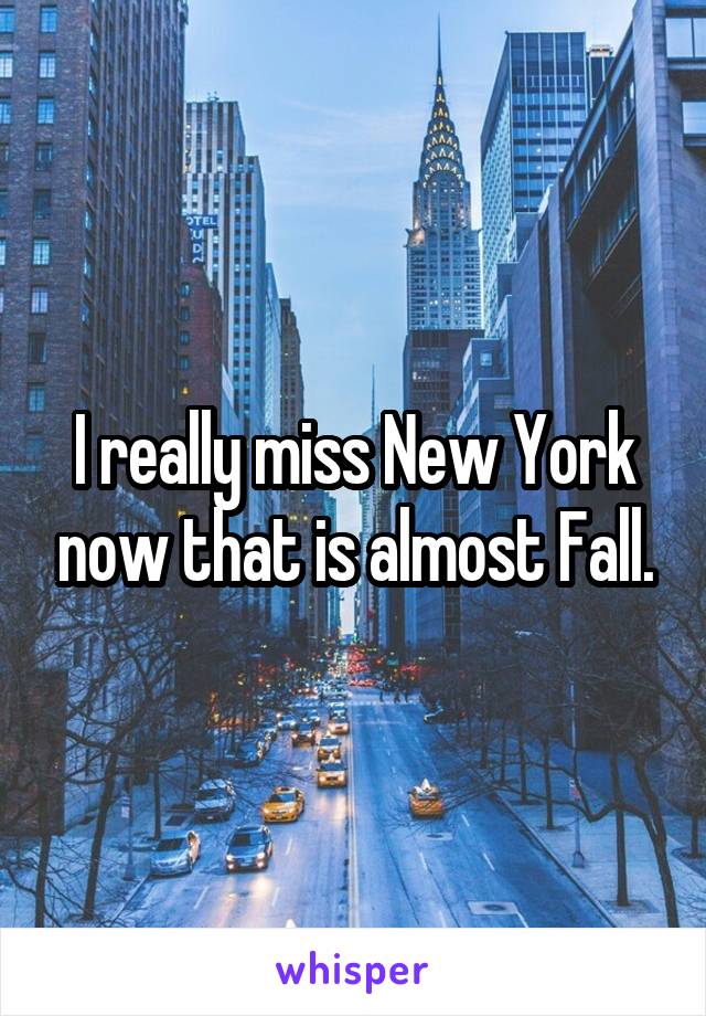 I really miss New York now that is almost Fall.