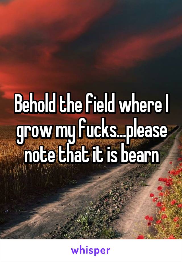 Behold the field where I grow my fucks...please note that it is bearn