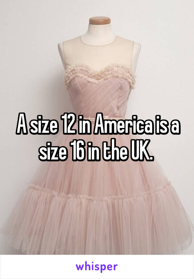 A size 12 in America is a size 16 in the UK. 