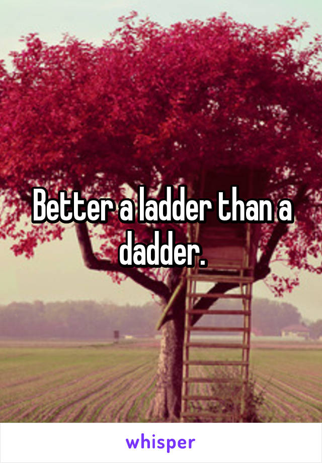 Better a ladder than a dadder.