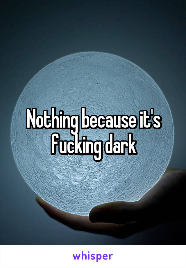 Nothing because it's fucking dark