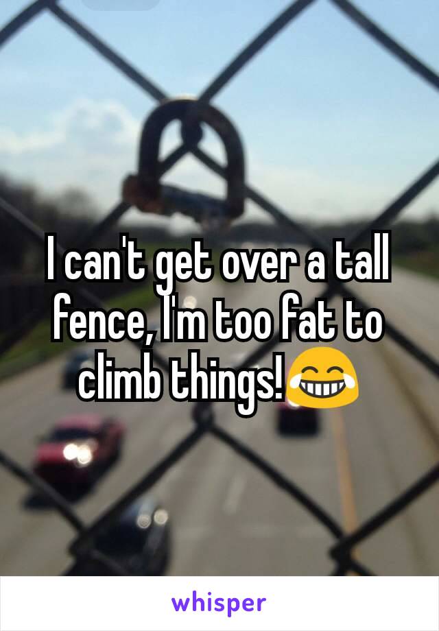I can't get over a tall fence, I'm too fat to climb things!😂