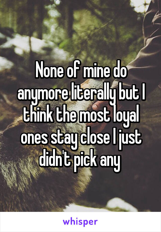 None of mine do anymore literally but I think the most loyal ones stay close I just didn't pick any 