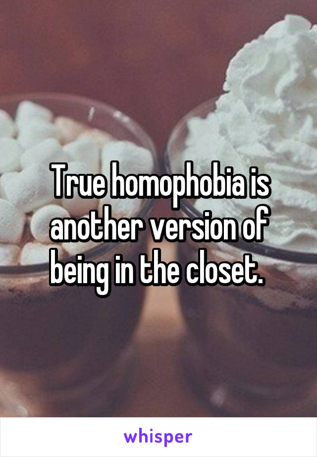 True homophobia is another version of being in the closet. 