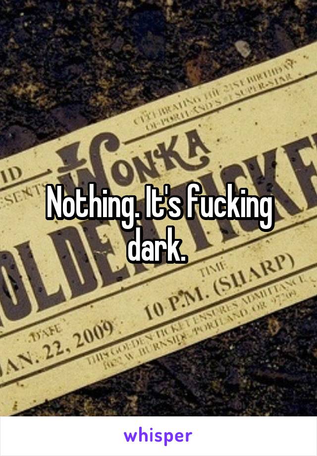 Nothing. It's fucking dark. 