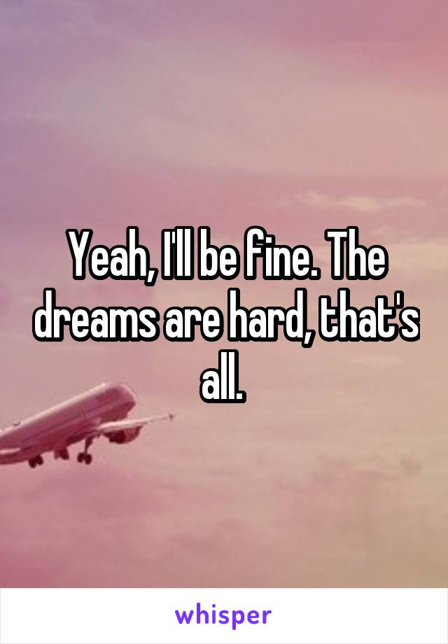 Yeah, I'll be fine. The dreams are hard, that's all. 