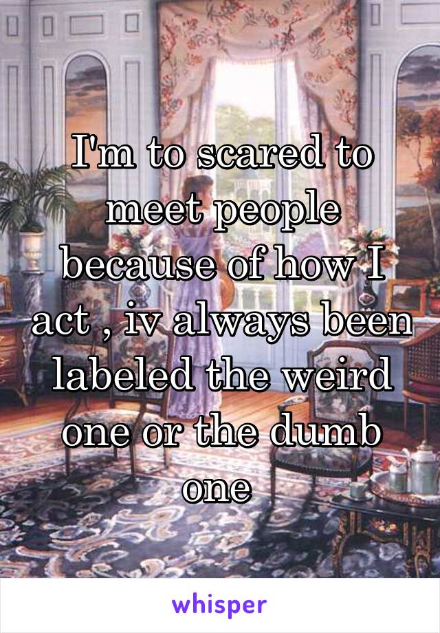 I'm to scared to meet people because of how I act , iv always been labeled the weird one or the dumb one 