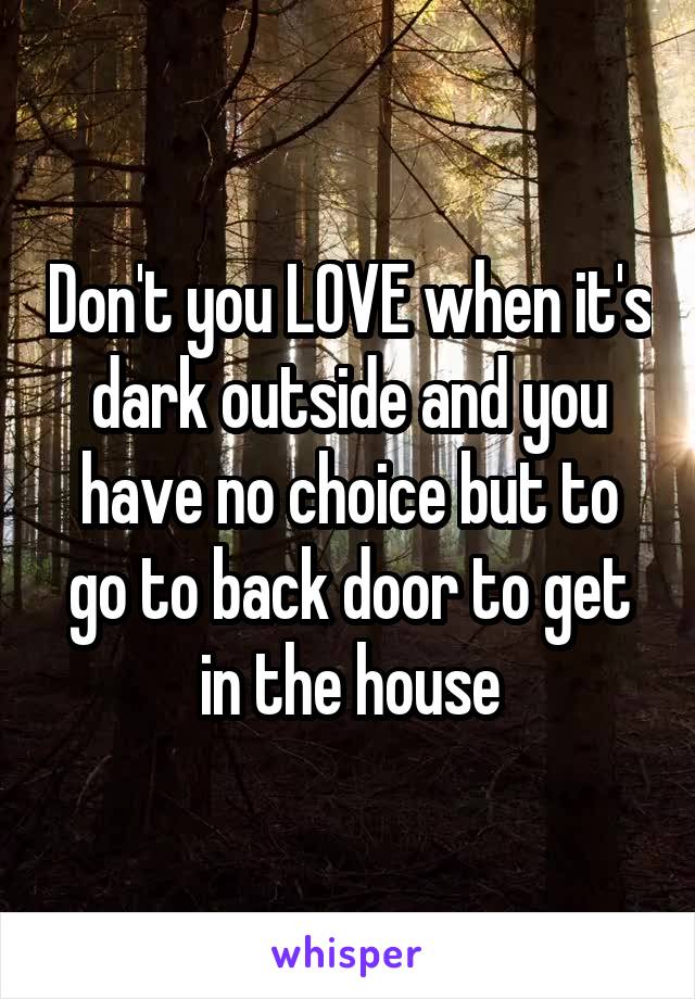 Don't you LOVE when it's dark outside and you have no choice but to go to back door to get in the house