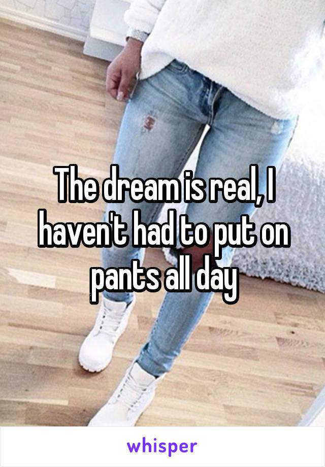 The dream is real, I haven't had to put on pants all day