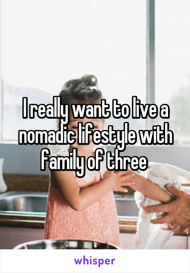 I really want to live a nomadic lifestyle with family of three 