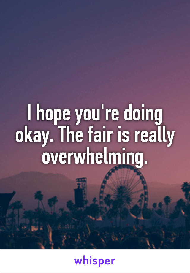 I hope you're doing okay. The fair is really overwhelming.