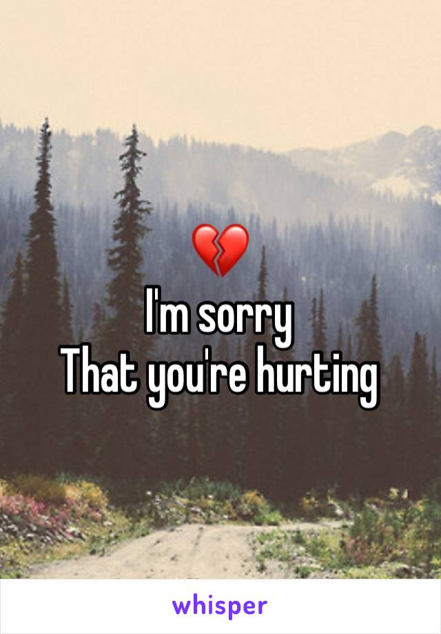 💔
I'm sorry 
That you're hurting 