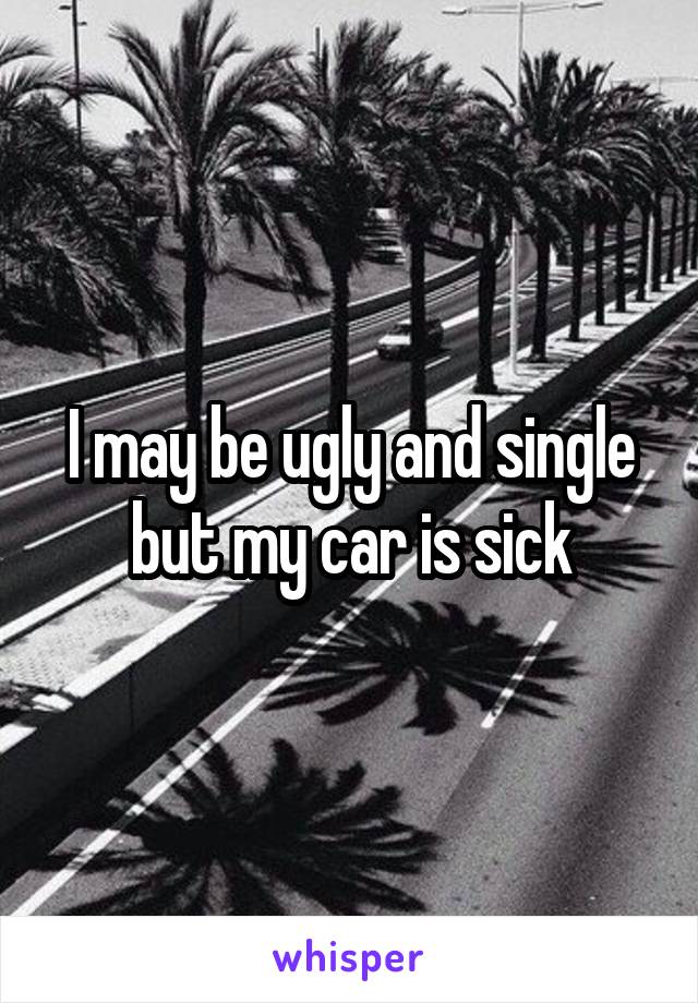 I may be ugly and single but my car is sick