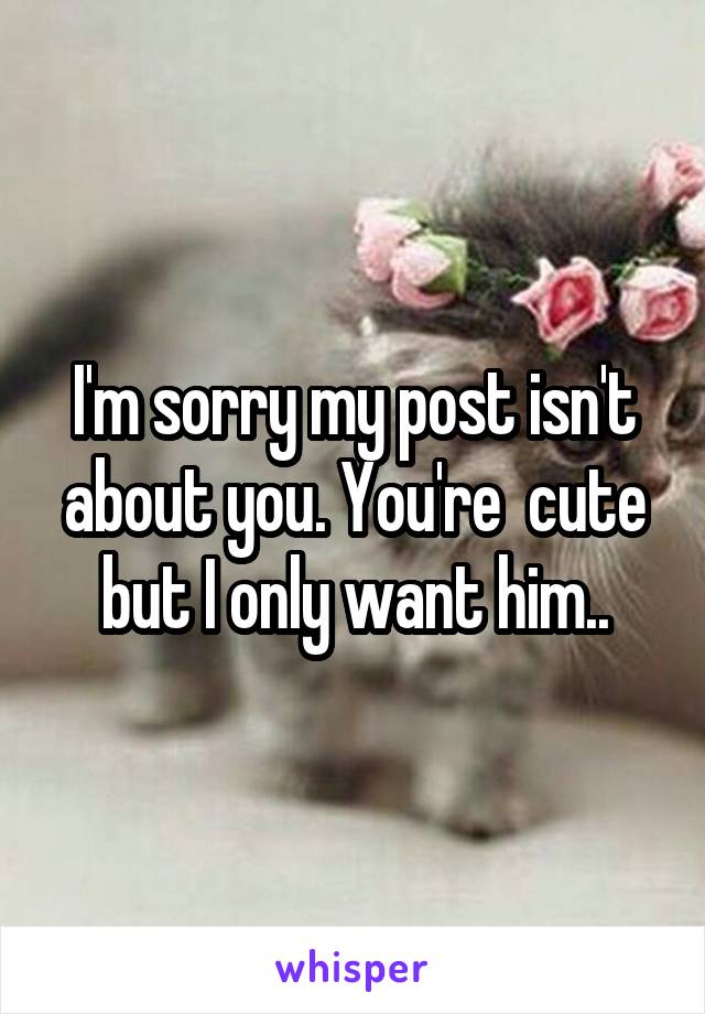 I'm sorry my post isn't about you. You're  cute but I only want him..
