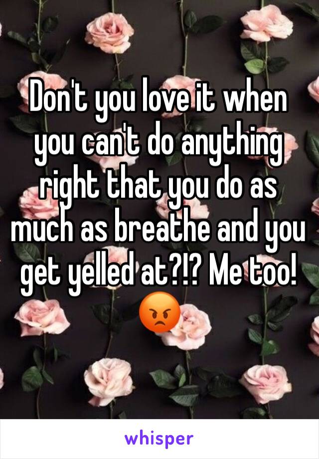 Don't you love it when you can't do anything right that you do as much as breathe and you get yelled at?!? Me too!
😡