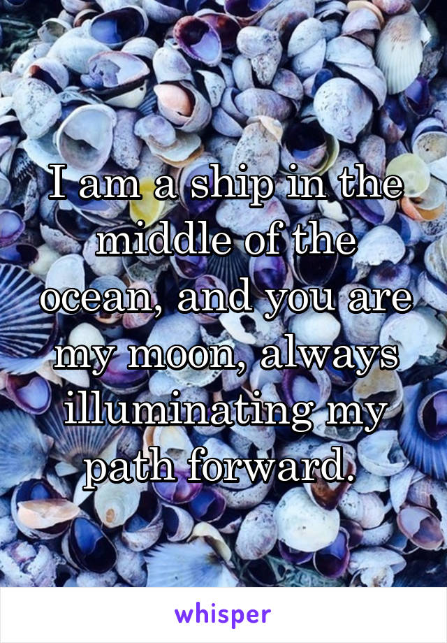 I am a ship in the middle of the ocean, and you are my moon, always illuminating my path forward. 