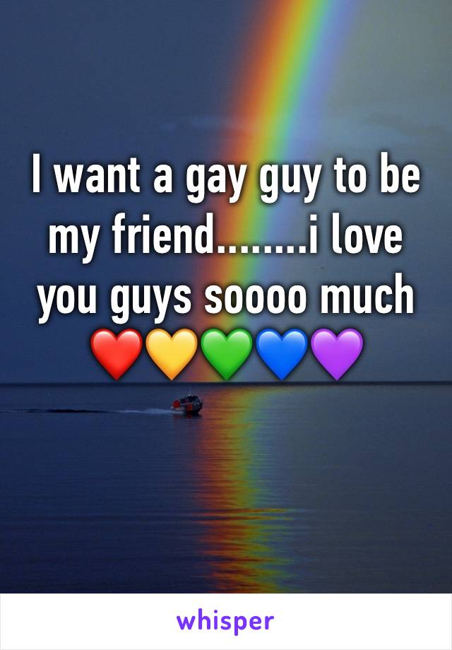 I want a gay guy to be my friend........i love you guys soooo much ❤️💛💚💙💜