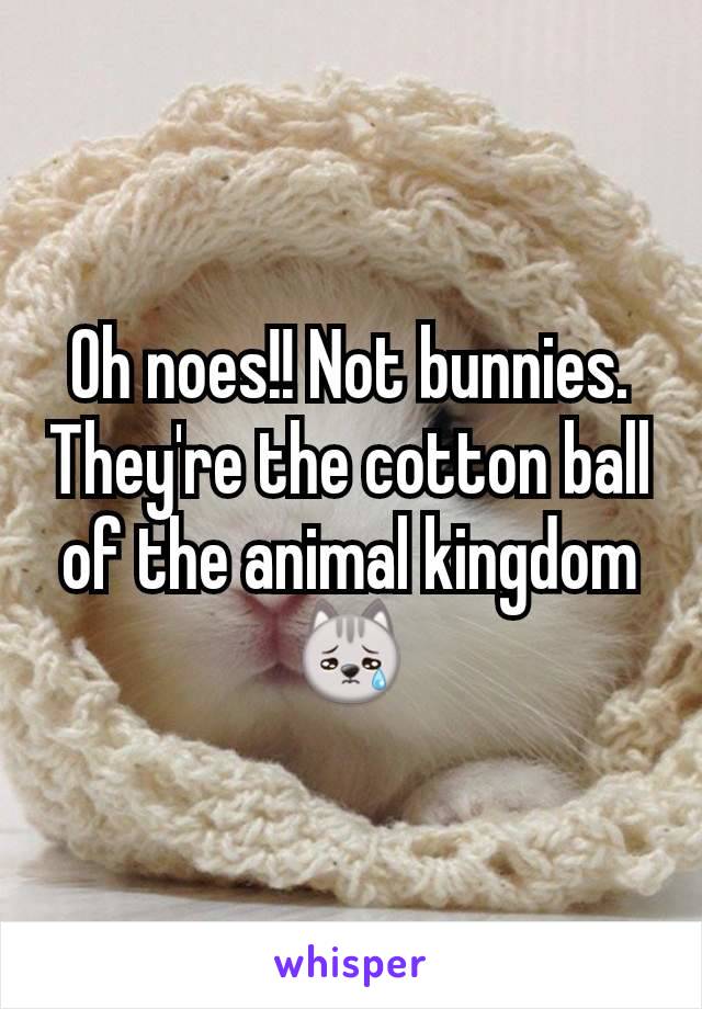 Oh noes!! Not bunnies. They're the cotton ball of the animal kingdom 😿