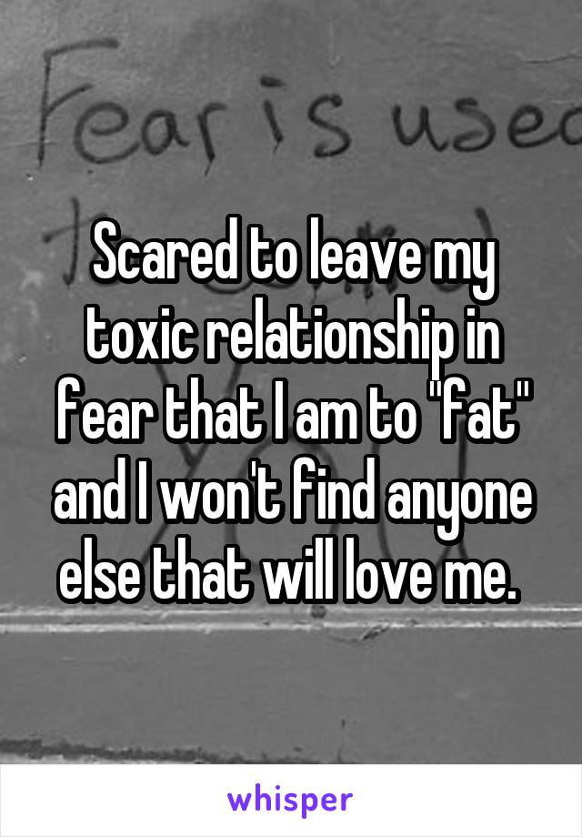 Scared to leave my toxic relationship in fear that I am to "fat" and I won't find anyone else that will love me. 