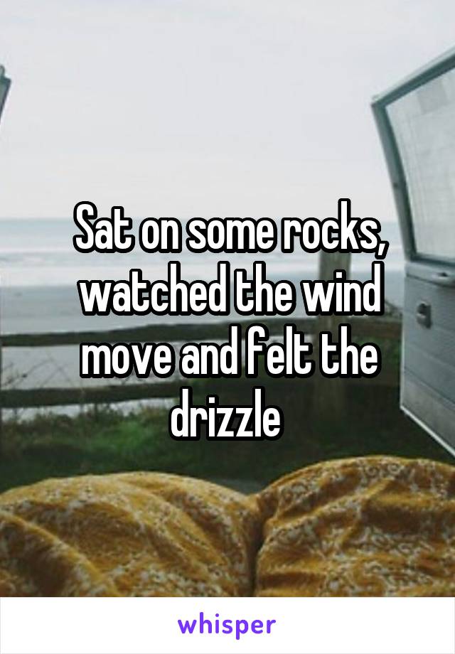 Sat on some rocks, watched the wind move and felt the drizzle 