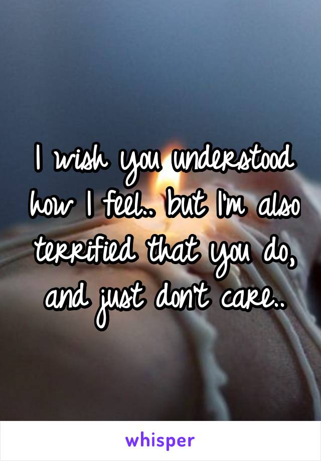 I wish you understood how I feel.. but I'm also terrified that you do, and just don't care..