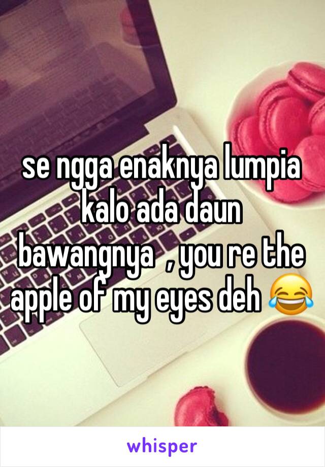 se ngga enaknya lumpia kalo ada daun bawangnya  , you re the apple of my eyes deh 😂