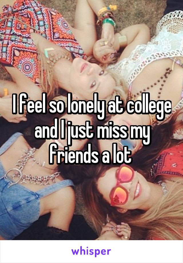 I feel so lonely at college and I just miss my friends a lot 