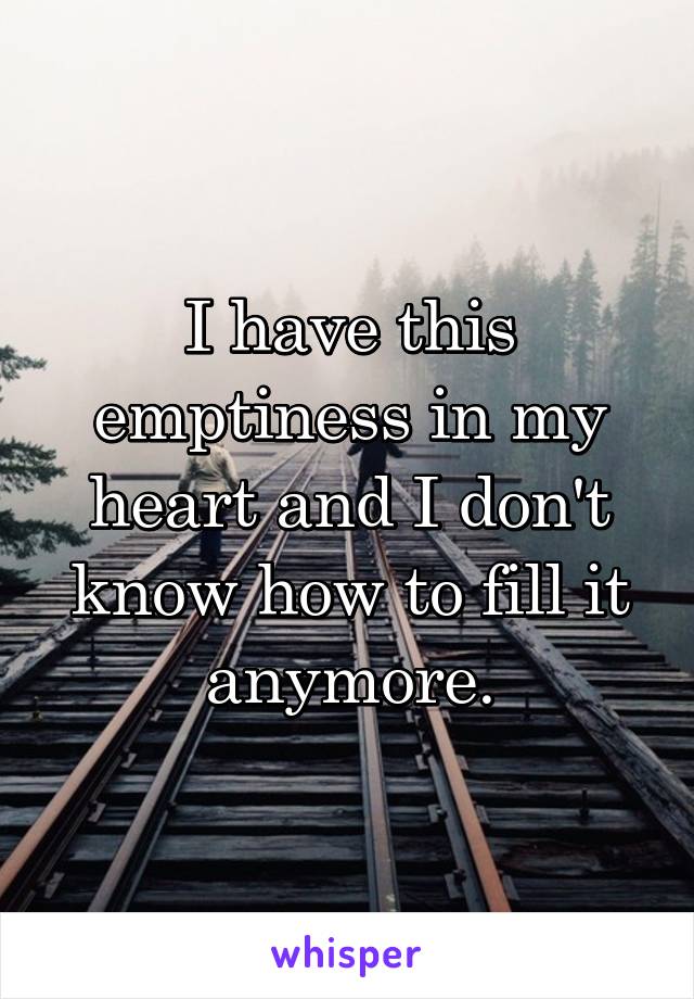 I have this emptiness in my heart and I don't know how to fill it anymore.