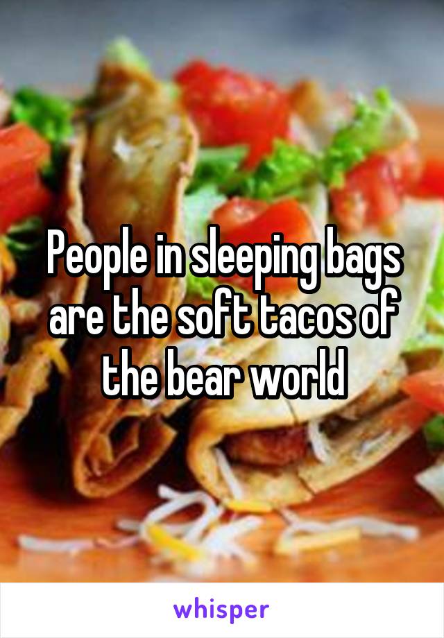 People in sleeping bags are the soft tacos of the bear world