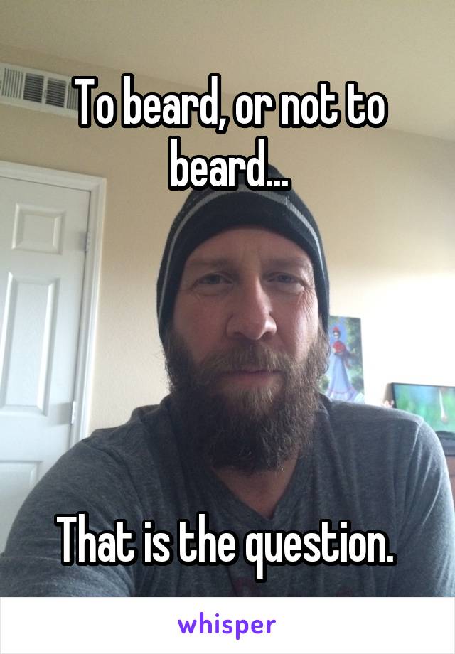 To beard, or not to beard...





That is the question. 