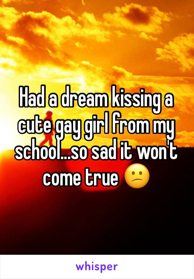 Had a dream kissing a cute gay girl from my school...so sad it won't come true 😕