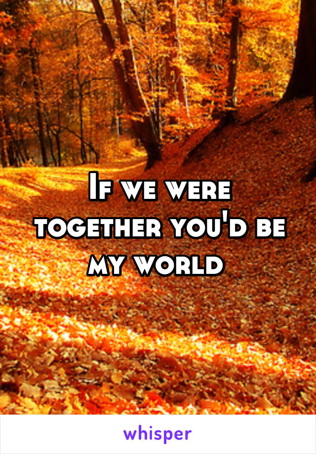 If we were together you'd be my world 