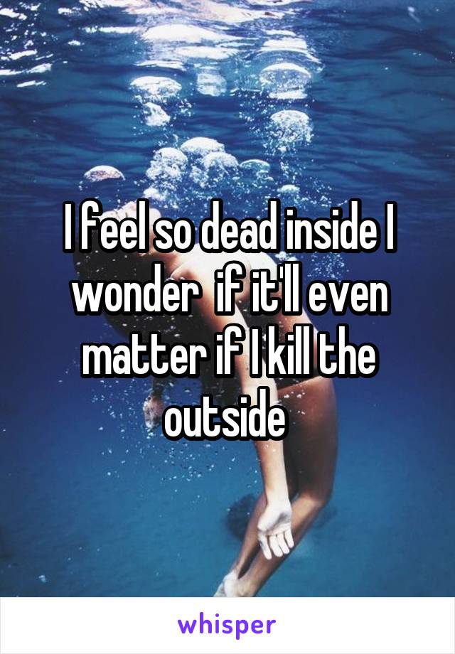 I feel so dead inside I wonder  if it'll even matter if I kill the outside 