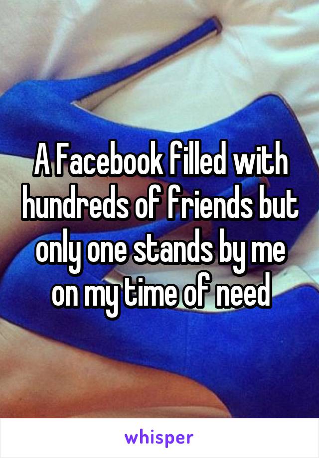 A Facebook filled with hundreds of friends but only one stands by me on my time of need