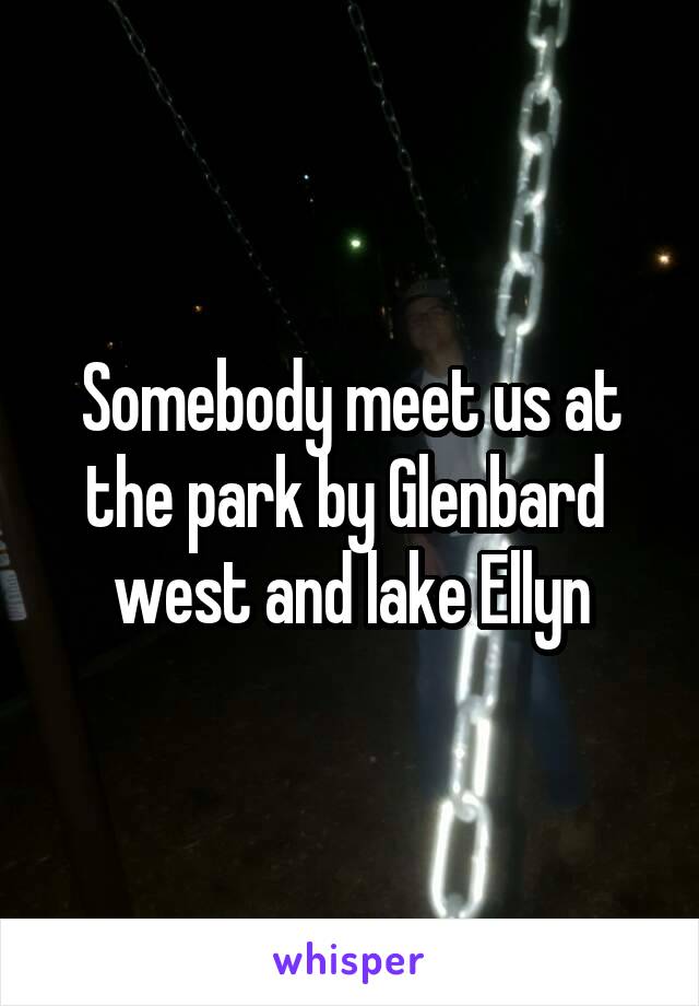 Somebody meet us at the park by Glenbard 
west and lake Ellyn