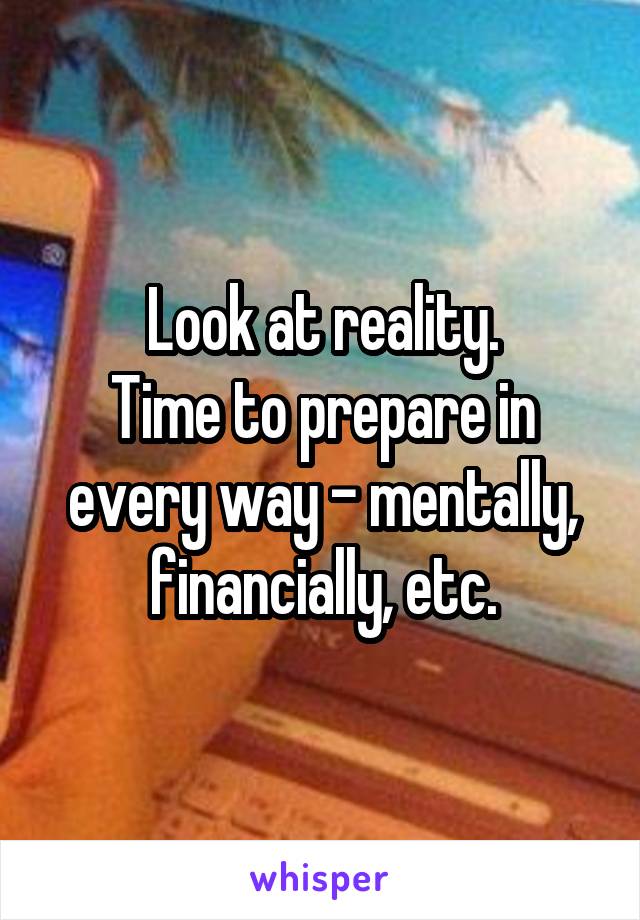 Look at reality.
Time to prepare in every way - mentally, financially, etc.