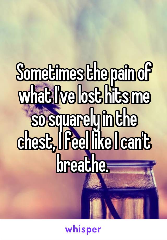 Sometimes the pain of what I've lost hits me so squarely in the chest, I feel like I can't breathe. 