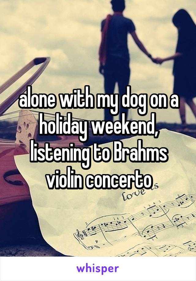 alone with my dog on a holiday weekend, listening to Brahms violin concerto