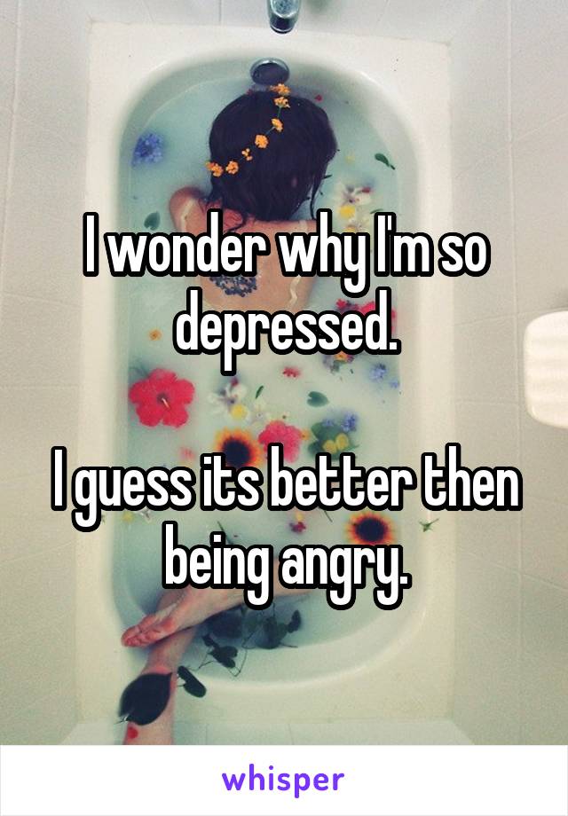 I wonder why I'm so depressed.

I guess its better then being angry.