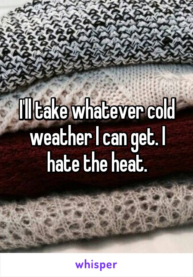 I'll take whatever cold weather I can get. I hate the heat.