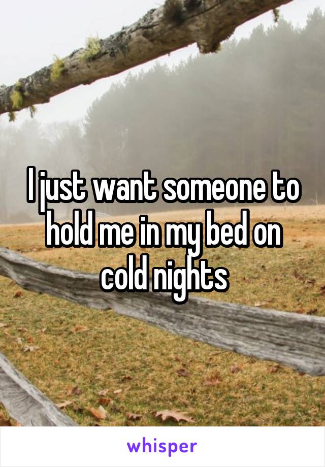 I just want someone to hold me in my bed on cold nights