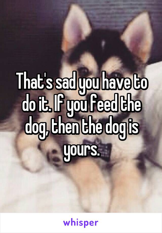 That's sad you have to do it. If you feed the dog, then the dog is yours.