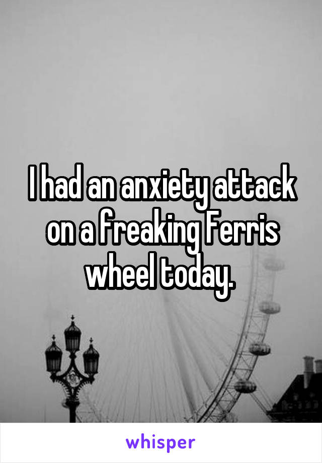 I had an anxiety attack on a freaking Ferris wheel today. 