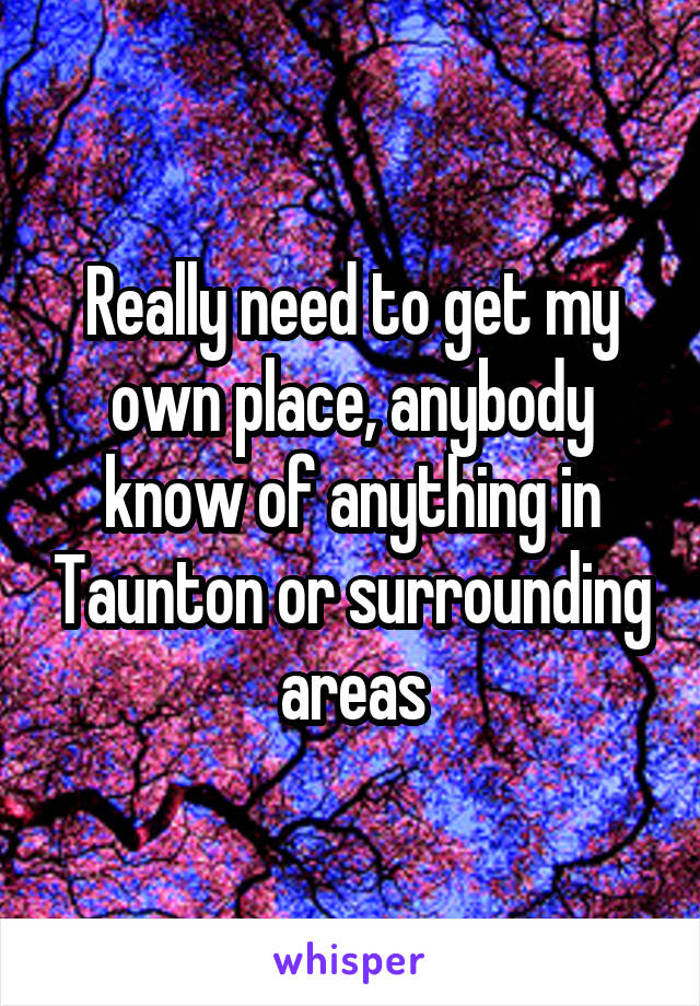 Really need to get my own place, anybody know of anything in Taunton or surrounding areas