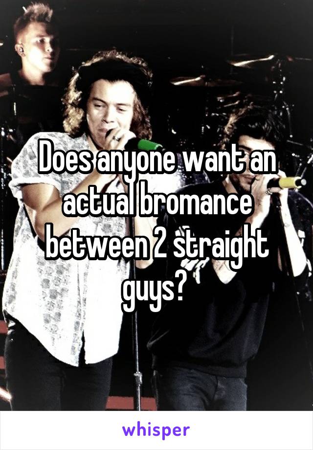 Does anyone want an actual bromance between 2 straight guys? 