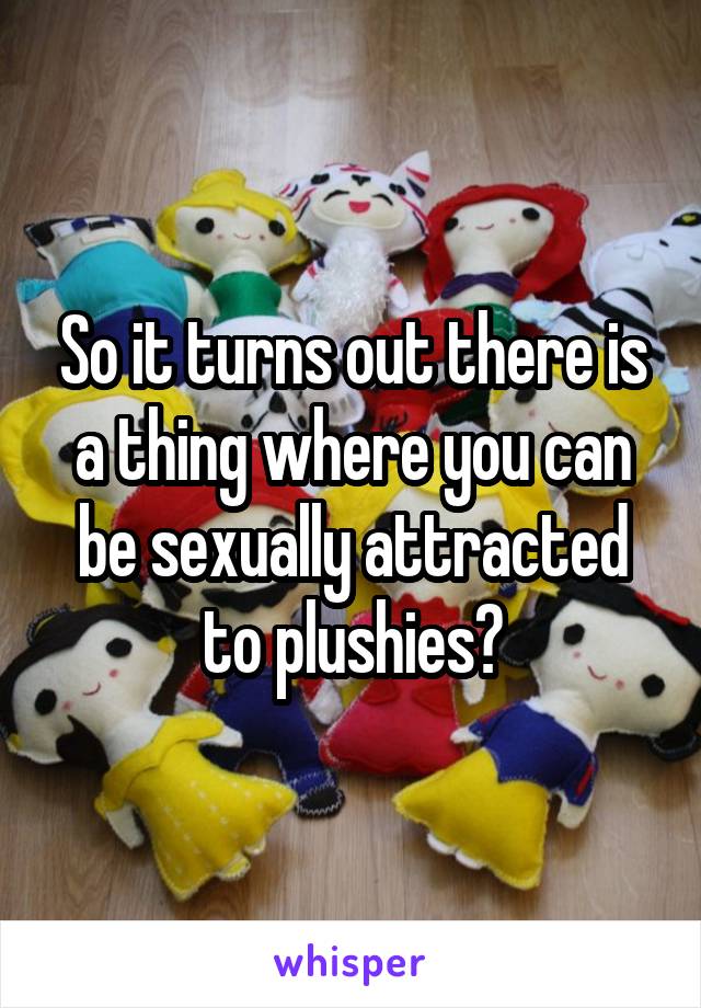 So it turns out there is a thing where you can be sexually attracted to plushies?